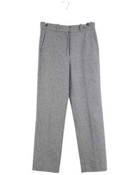 Sandro - Pantalons de costume Pantalon droit en coton gris - Lyst