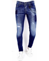 Local Fanatic Slim fit jeans jeans mit farbspritzern - Blau