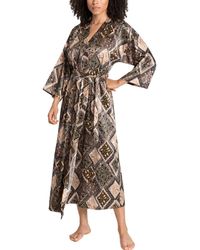 Lascana Pyjama's / Nachthemden Lange Satijnen Kimono Zusatz - Bruin