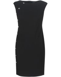 Lauren by Ralph Lauren Korte Jurk Button-trim Crepe Dress - Zwart