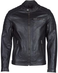 Jack & Jones - Leren Jas Jjerocky - Lyst