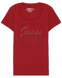Guess - T-Shirt Korte Mouw Cn Ss Embro Script Logo Tee W5Yi46 J1314 - Lyst