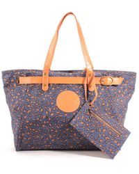 Le Temps Des Cerises - Cabas Sac Cabas en Toile Aloes 1 Leopard Bleu - Lyst