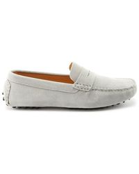 Hugs & Co. Mocassins Penny Driving cuir fleur hommes Chaussures en Gris
