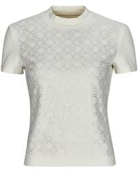 Guess - T-Shirt Mock Necjk All Over Logo - Lyst