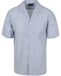 Suitable - Chemise Chemise Manches Courtes Rayée Seersucker Bleu Clair - Lyst