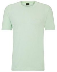 BOSS - T-shirt T-SHIRT VERT REGULAR FIT EN JERSEY DE COTON AVEC LOGO E - Lyst