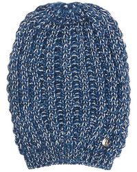 Guess - Bonnet Bonnet en Maille motif Bicolore Bleu - Lyst