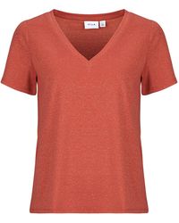 Vila - T-Shirt Viluxi Glitter V-Neck - Lyst