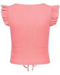 Pieces - Debardeur T-shirt sans manches rose réglable - Lyst