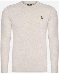 Lyle & Scott - Pull Pull en coton mérinos à col ras du cou - gris clair marbré - Lyst