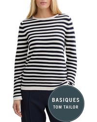 Tom Tailor - Pull Pull Dark Navy White Stripe - Lyst