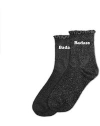 Sud Trading - Accessoires Paire de Chaussettes Noir à Paillettes à Feston Badass - Lyst