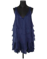 Tara Jarmon - Robe courte Robe en soie bleue - Lyst
