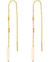 Orusbijoux - Bijoux Boucles D'oreilles Fil Argent Doré Pierres Naturelles Opale - Lyst