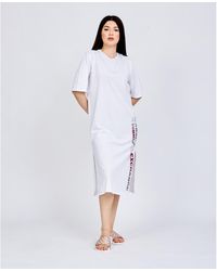 EAX - Robe T-shirt midi en coton avec logo sur le côté - Lyst