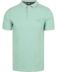 Superdry - T-shirt Polohirt Piqué Melange Vert Clair - Lyst