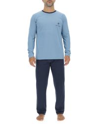 Pierre Cardin - Pyjamas / Chemises de nuit Ensemble Pyjama long en coton uni Logo poitrine - Lyst