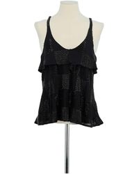 Emporio Armani - Blouses Top sans manche en soie noir - Lyst