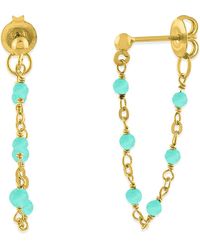 Orusbijoux - Boucles oreilles Boucles D'oreilles Argent Dorée Chaine Et Pierres - Lyst