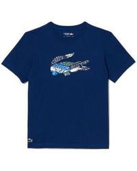 Lacoste - T-shirt T-SHIRT SPORT EN JERSEY DE COTON BLEU MARINE A IMPRI - Lyst