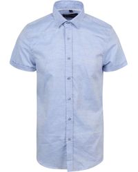 Suitable - Chemise Chemise Manches Courtes en Lin Bleu Clair - Lyst