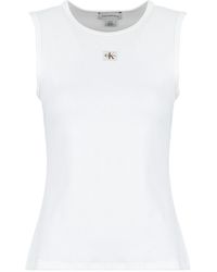 Calvin Klein - Top Sl Woven Label 2X2 Baby Rib Cuto - Lyst