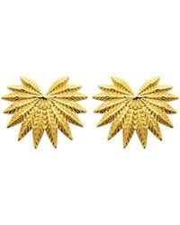 Brillaxis - Boucles oreilles Boucles d'oreilles feuilles acier doré - Lyst