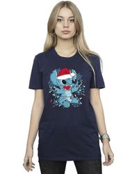 Disney - T-shirt Lilo And Stitch Christmas Lights Sketch - Lyst
