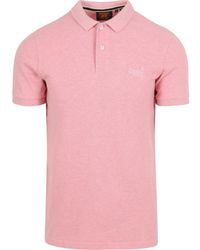 Superdry - T-shirt Poloshirt Classique Melange Rose - Lyst