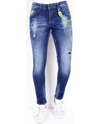 Local Fanatic Slim fit jeans jeans mit farbspritzer - Blau