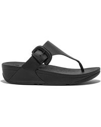 Fitflop - Tongs PANTOUFLE LULU COVERED-BUCKLE TOE-POST NOIR - Lyst