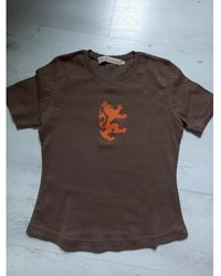 La Fee Maraboutee - T-shirt Petit haut 'La Fée Maraboutée' kaki et motif orange - Lyst