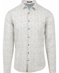 No Excess - Chemise Shirt Linen Off-white Print - Lyst