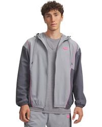 Under Armour - Veste Rival Woven Colorblock Pour Homme Acier Castlerock Rose Frenzy - Lyst