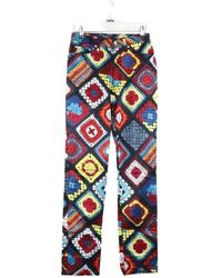 KENZO - Pantalon Pantalon droit en coton multicolore - Lyst
