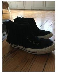 Converse - Baskets montantes Converses daim noires montantes à franges - Lyst