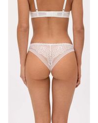 Ysabel Mora - Slips Culotte Brésilienne Blanche Avec Dentelle Blanche - Lyst