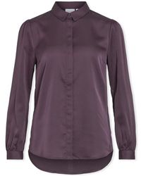 Vila - Blouses Noos Ellette Satin Shirt L/S - Perfect Plum - Lyst