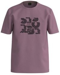 BOSS - T-shirt T-SHIRT ROSE REGULAR EN JERSEY DE COTON À MOTIF ARTISTI - Lyst