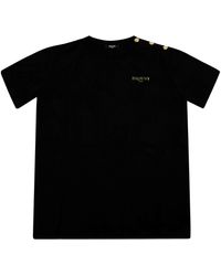Balmain - T Shirt Mm Logo E Bottoni - Lyst