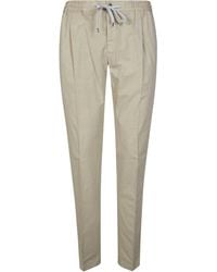 PT01 - Pantalone Elastico Pinces Zip Back Cotton & Linen - Lyst