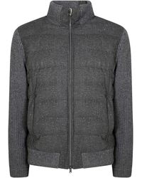 Herno - Padded Bomber Jacket With Knitted Sleeves - Lyst