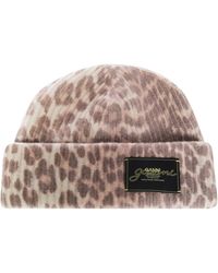 Ganni - Graphic Wool Mix Printed Leopard Beanie - Lyst