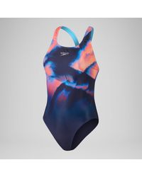 Speedo - Club Training Placement Digital Powerback Swimsuit - Lyst