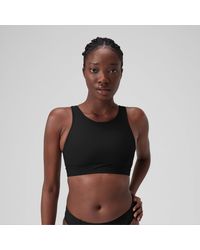 Speedo - Solid Highneck Crop Top Dark - Lyst