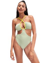 Speedo - Flu3Nte Gingham Cut Out Swimsuit - Lyst