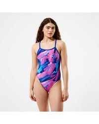 Speedo - Club Training Printed Turnback Swimsuit - Lyst