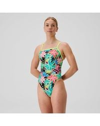 Speedo - Club Training Printed V-Back 2.0 One Piece - Lyst