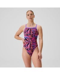 Speedo - Club Training Printed Turnback One Piece - Lyst